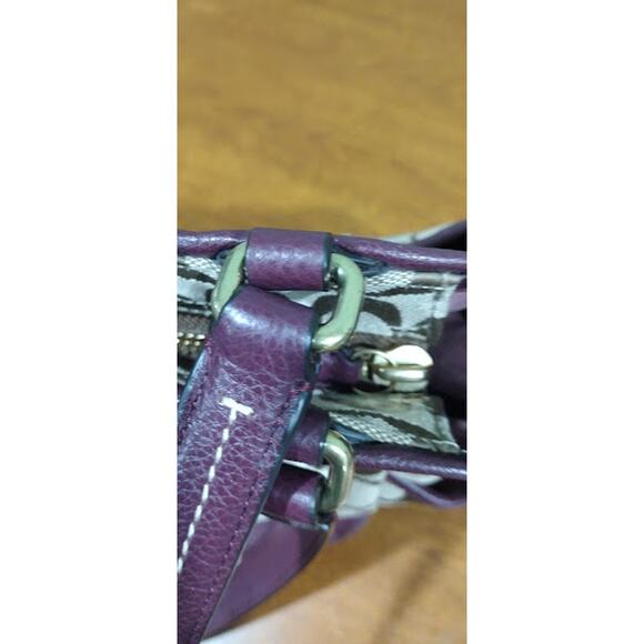 Coach Brown Signature Fabric and Wine Leather Bag F23297 - Picture 12 of 12